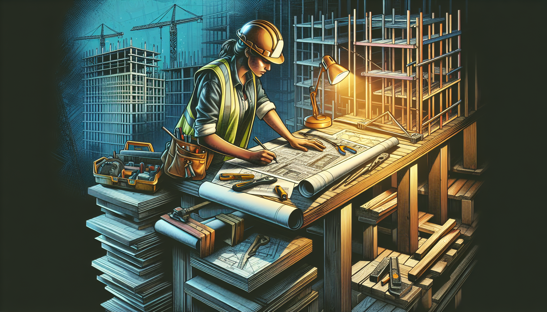 Illustration of a construction worker submitting a pay application form