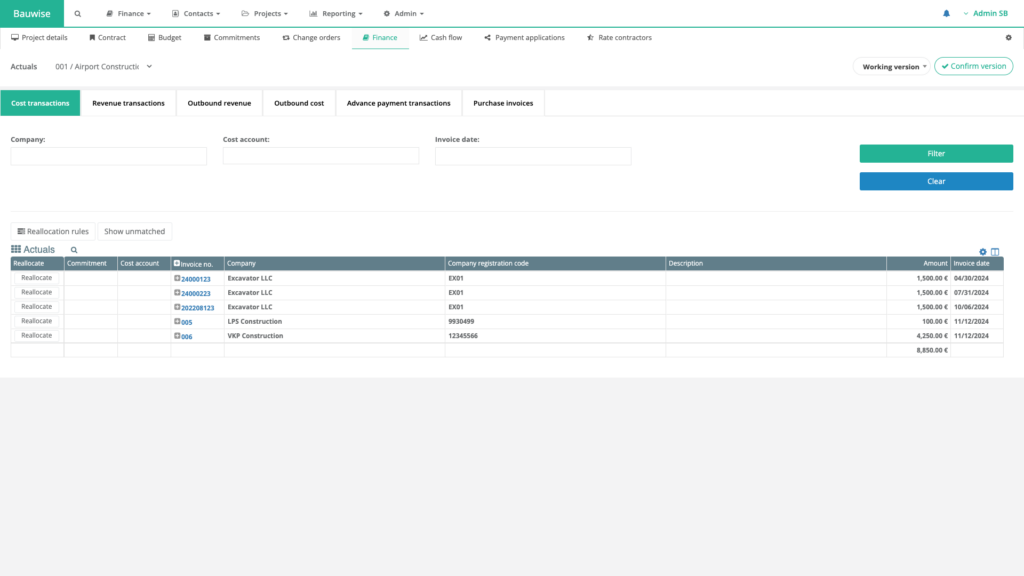 construction project finance section